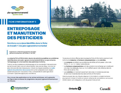 Cover for: Fiche d&rsquo;information 03 Entreposage et manutention des pesticides