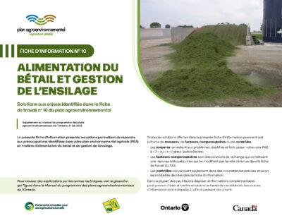Cover for: Fiche d&rsquo;information 10 Entreposage et utilisation de l&rsquo;ensilage pour l&rsquo;alimentation du bétail