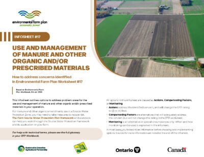Cover for: Infosheet #17 Use and Management of Manure and Other Organic and or Prescribed Materials