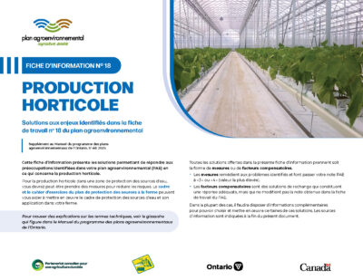 Cover for: Fiche d&rsquo;information 18 Production horticole